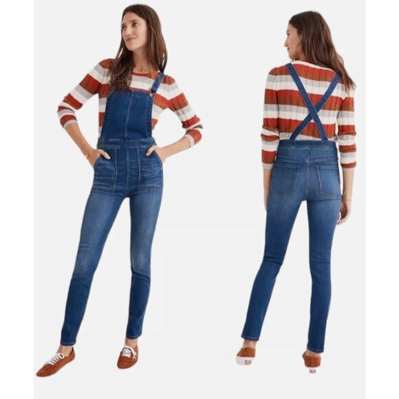 Madewell Skinny Bib Overalls in Santiago Wash Stretch Womens XS - Picture 1 of 14